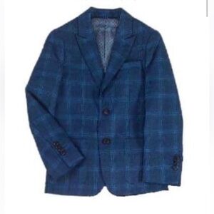 Isaac Mizrahi Blue Plaid boys Blazer sz 16